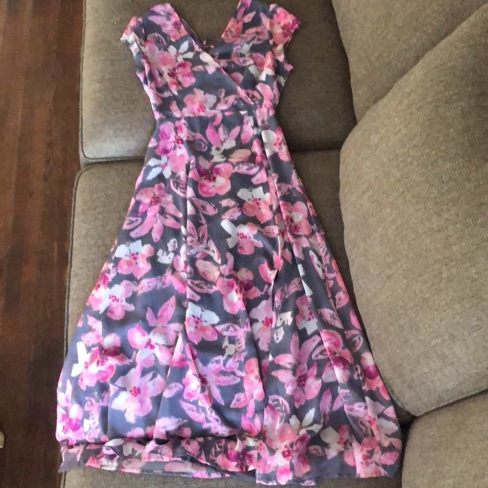 SUGAR LIPS Maxi dress, gray and pink floral